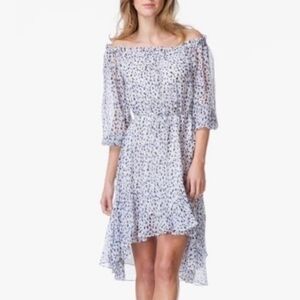 DVF Diane Von Furstenberg Camila Off-Shoulder Blue White Dress NWT Sz 10
